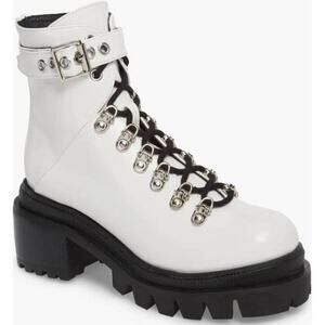 New- Jeffrey Campbell Czech Platform Combat Boot white Size:6M